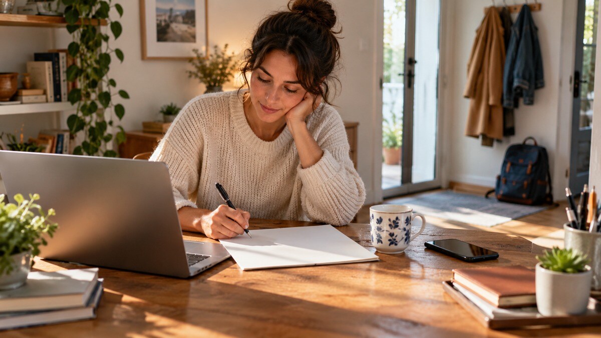 Una postazione di lavoro domestica con il necessario per pianificare gli impegni