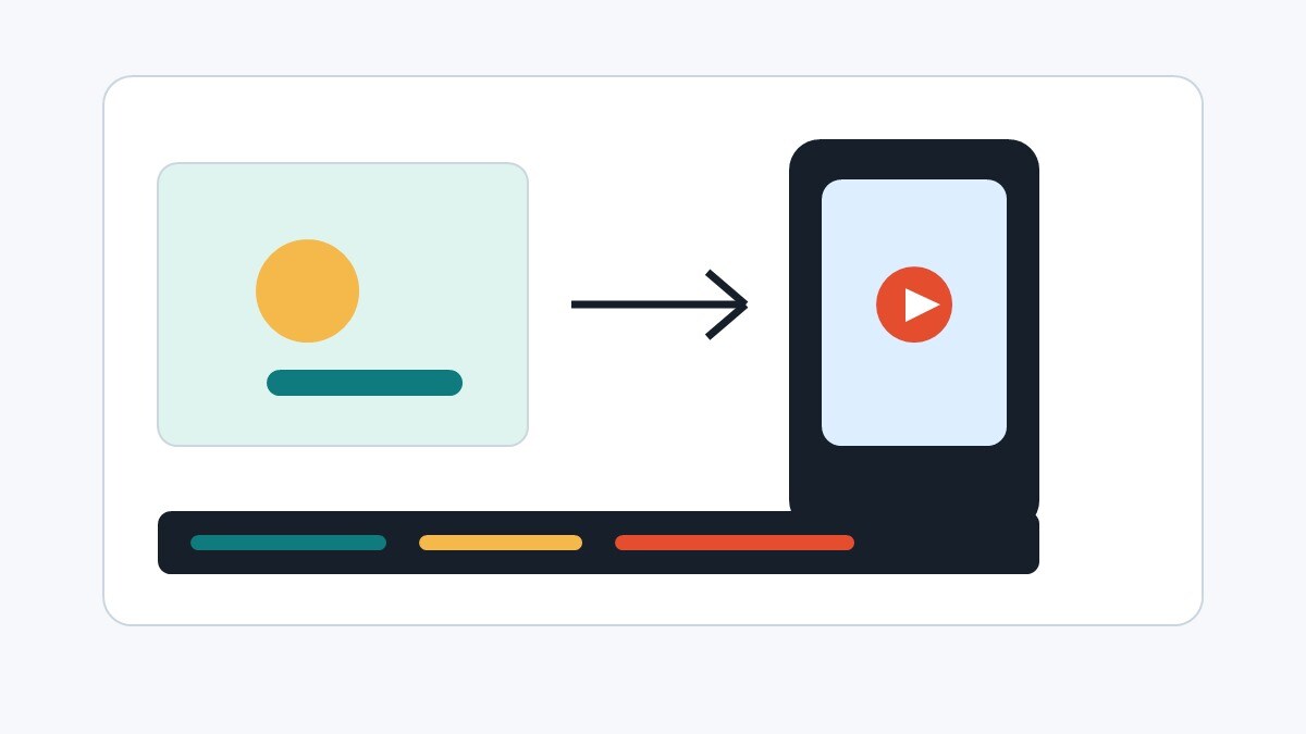 Foto statica che diventa clip video AI con movimento, timeline e controlli di export
