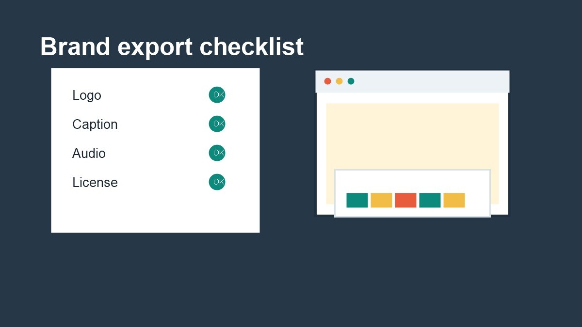 Checklist export brand video con logo, caption, audio e formati