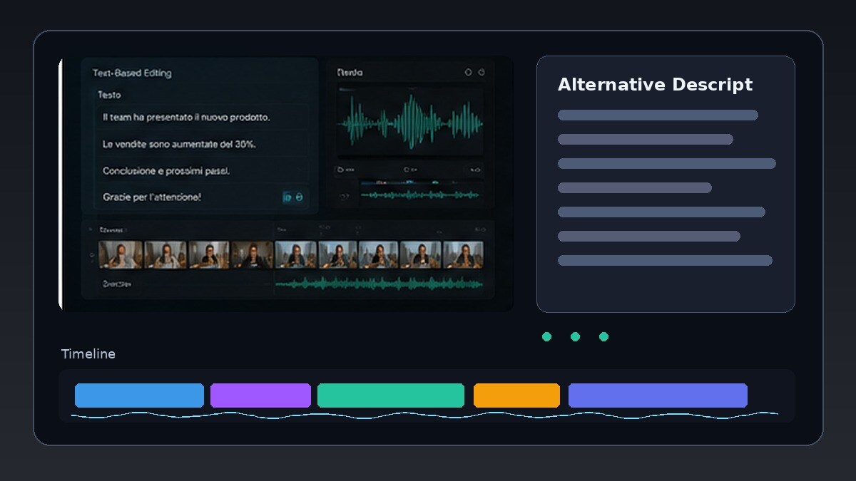 Alternative a Descript per montaggio video e podcast basato sul testo