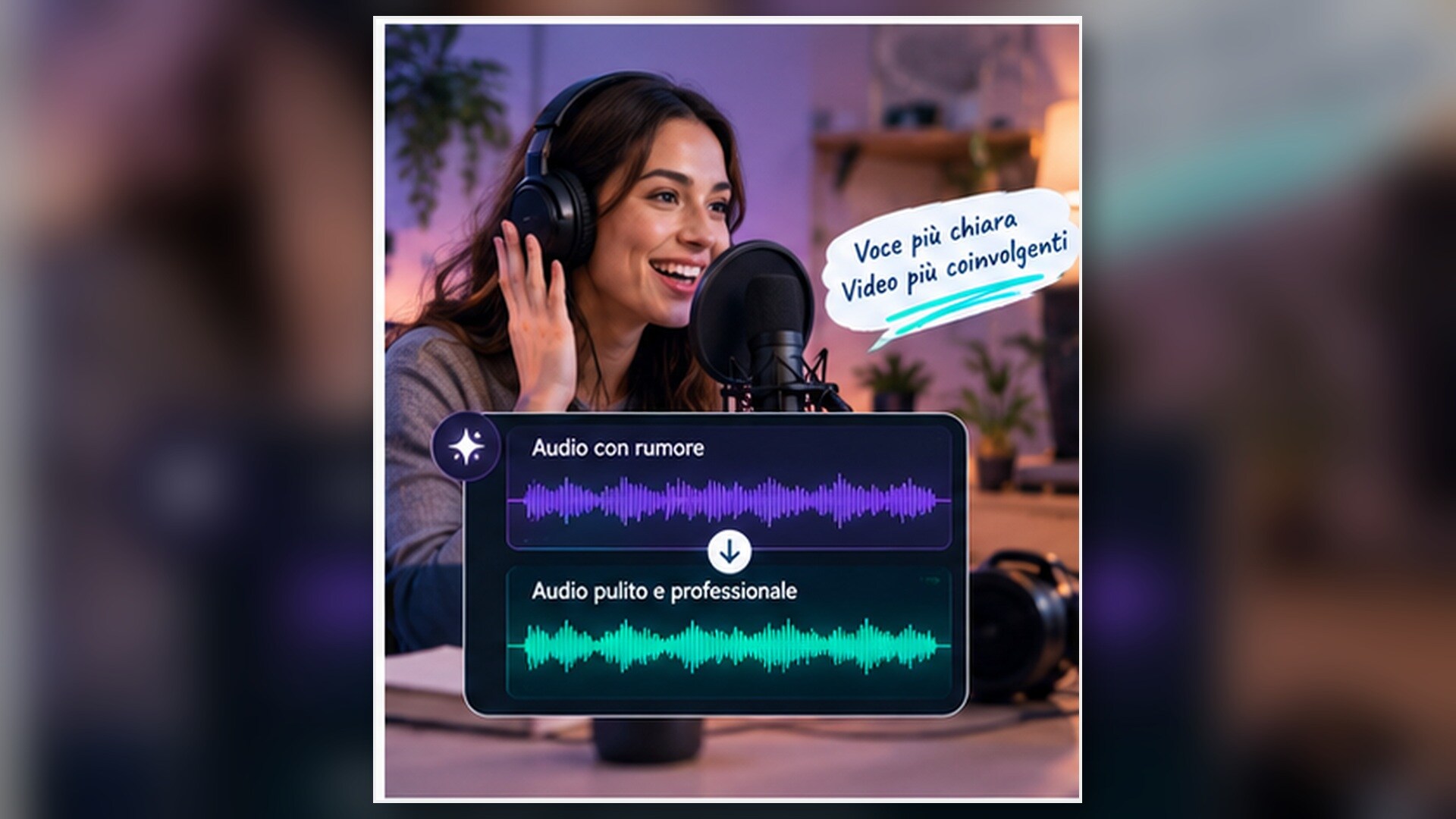 Registrazione vocale migliorata con AI per video e podcast