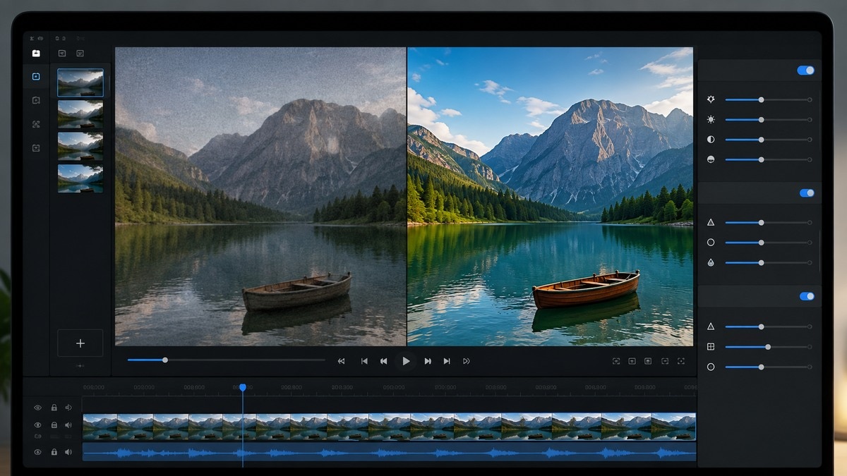 Interfaccia di editing con confronto di clip AI