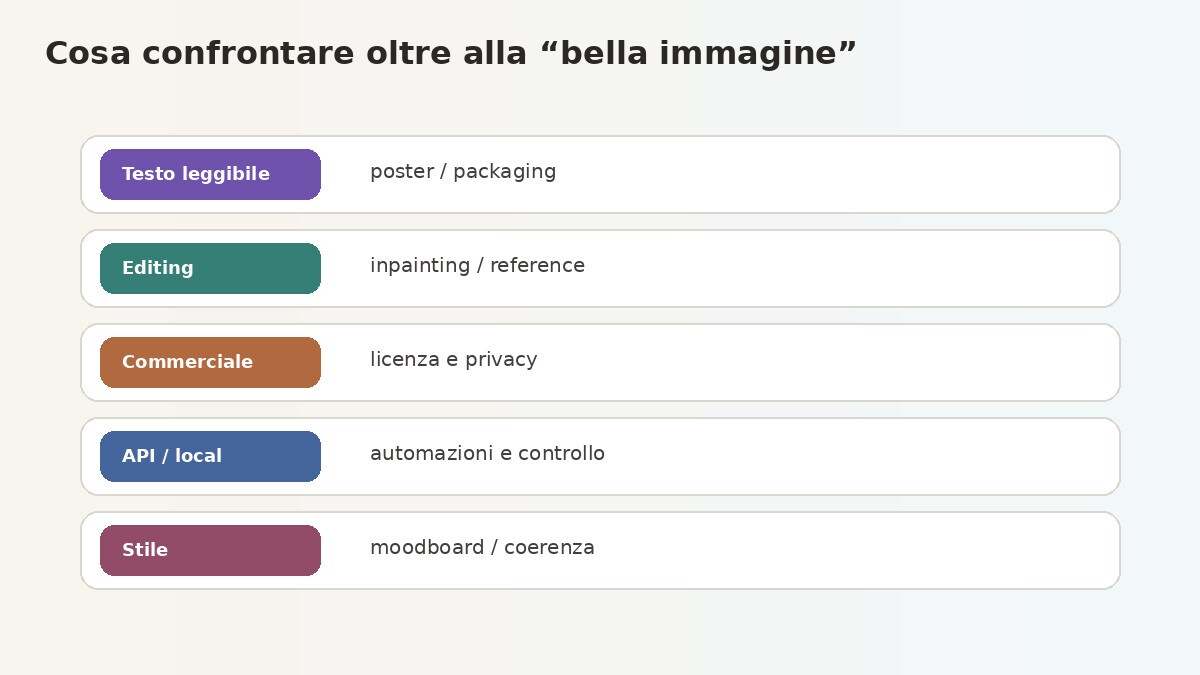Criteri di confronto per generatori di immagini AI