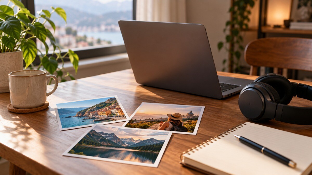Postazione per preparare un video personale con foto e ricordi