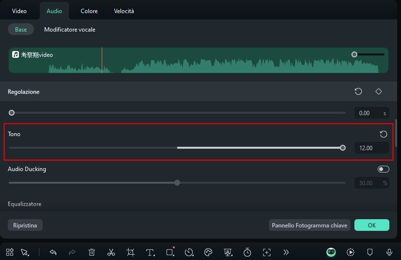 cambiare tono dell'audio su PC