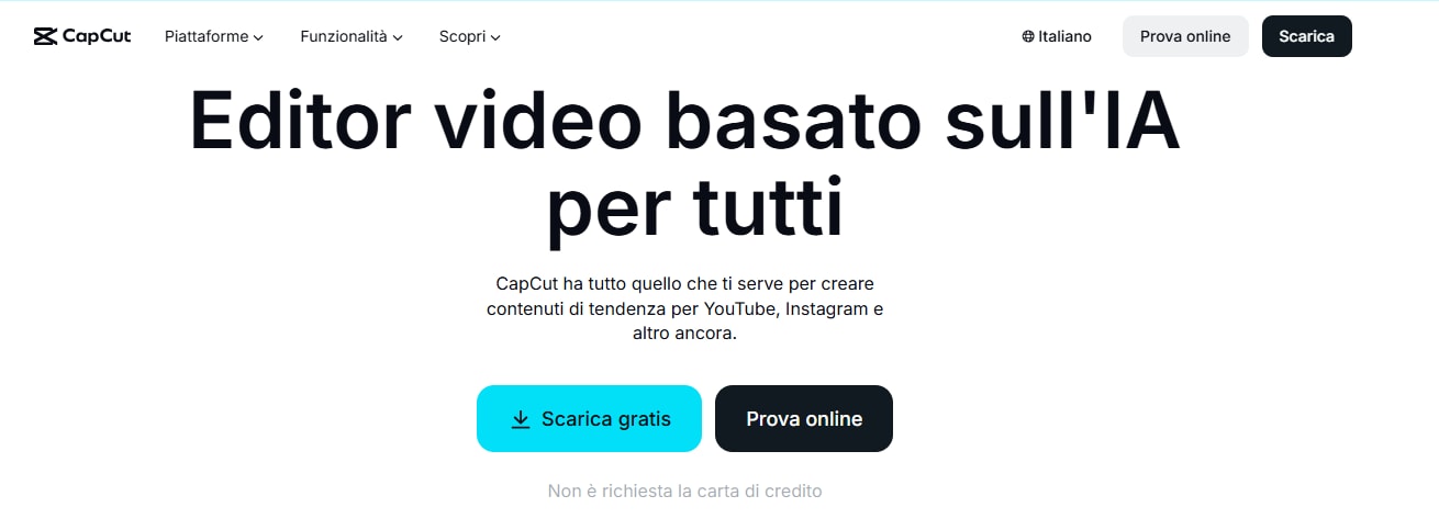 capcut per creare video con ai