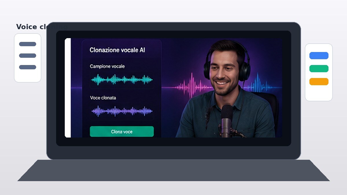 Workflow di voice cloning con campione audio e output