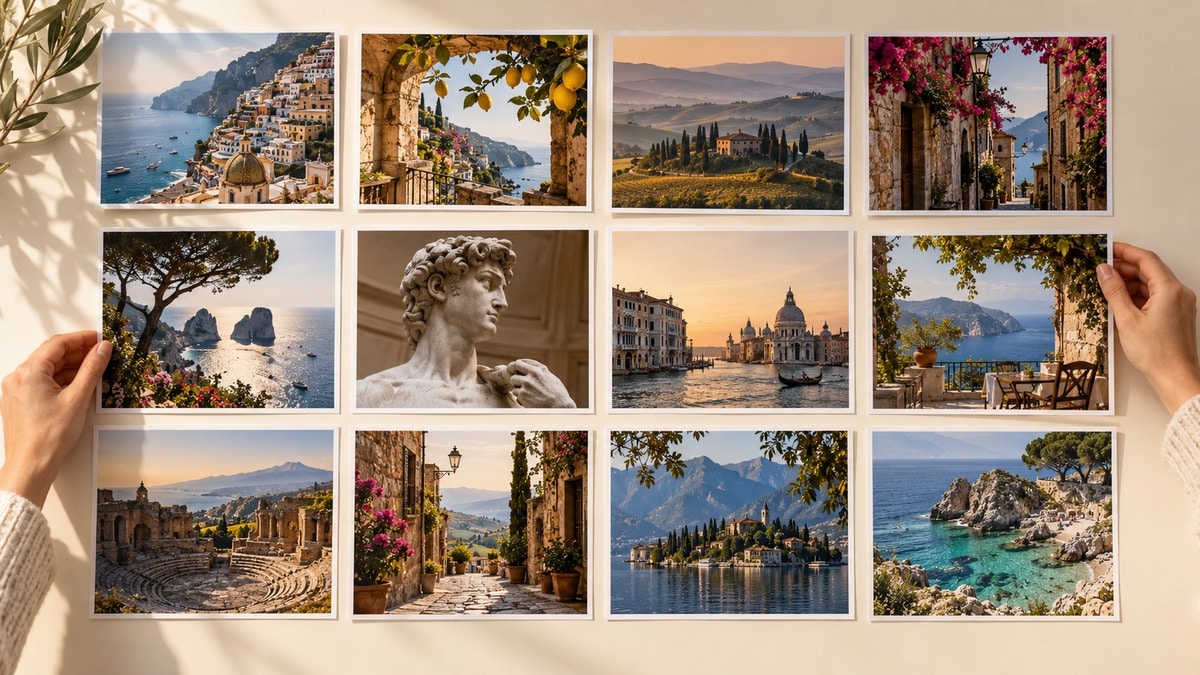 Fotografie di paesaggi disposte in una griglia ordinata