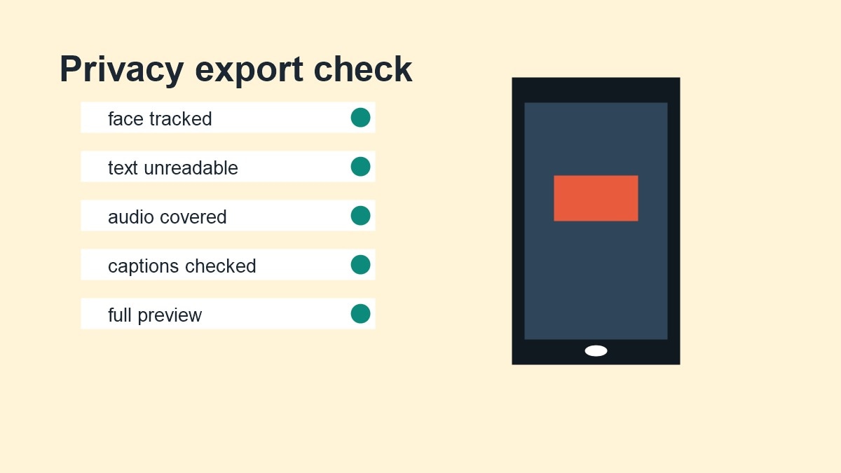 Checklist privacy prima di esportare un video censurato