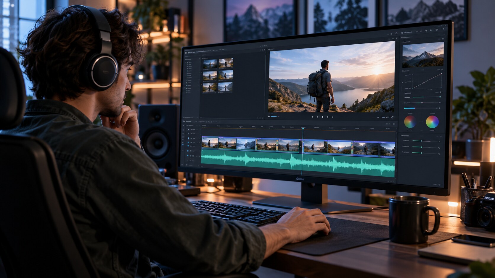 Creator che sincronizza una traccia musicale AI con un video sulla timeline