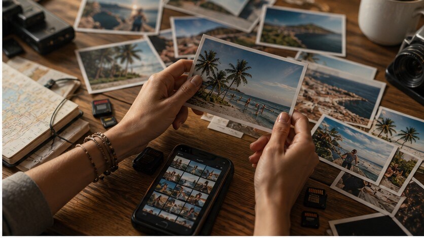 Organizzazione di foto, schede SD e clip da smartphone per costruire la storia di un viaggio