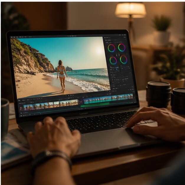 Video in spiaggia esportato in formato Reel e vlog da uno stesso progetto