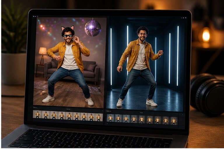 Confronto realistico tra meme dance, hook verticale e scena piu ricca image-to-video
