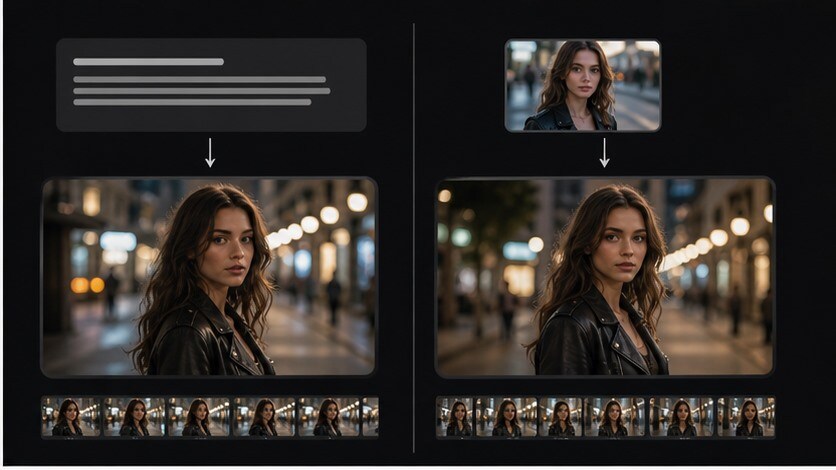 Differenza tra generazione video da solo prompt e generazione da immagine di riferimento