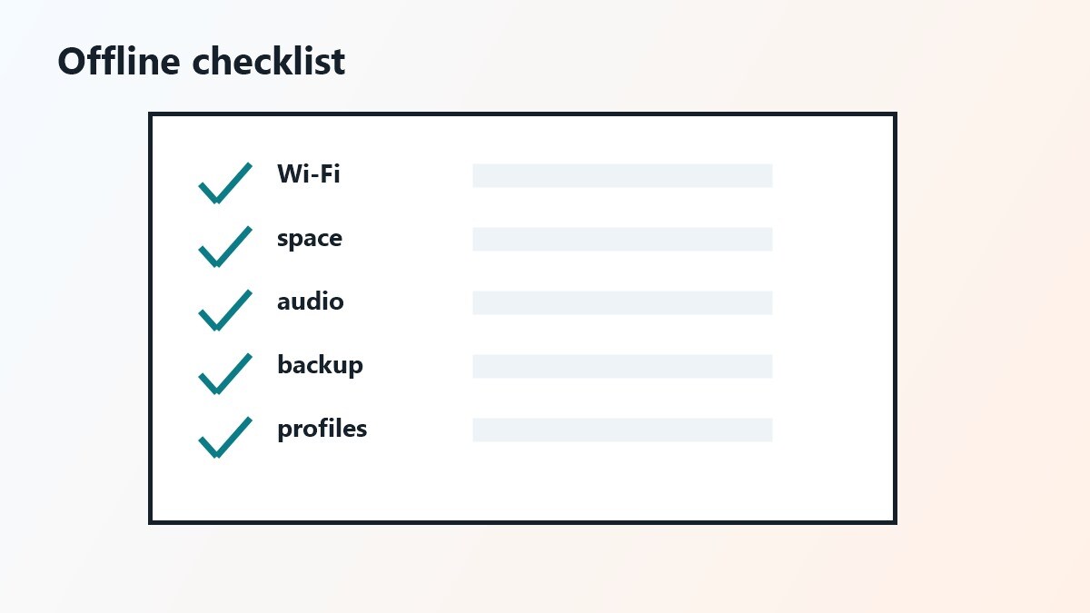 Checklist download offline per vacanza famiglia