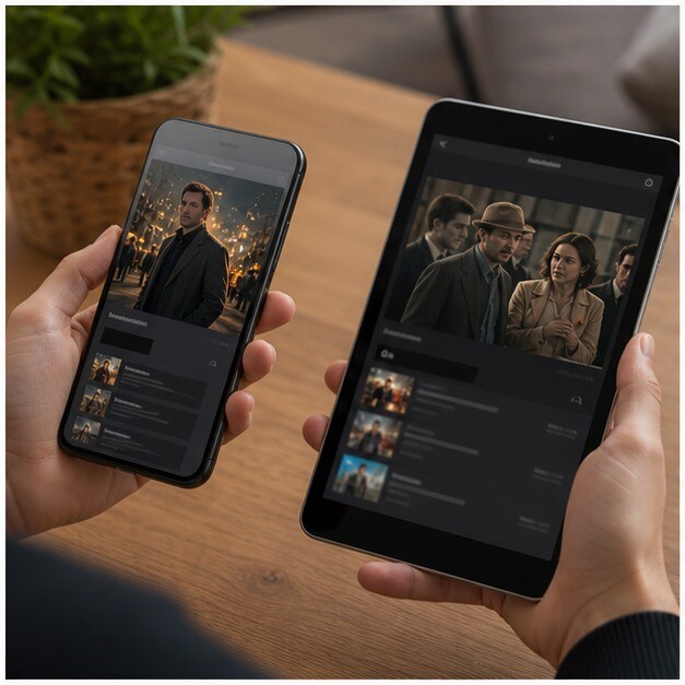 Smartphone e smart TV che confrontano YouTube e Google TV per un noleggio film