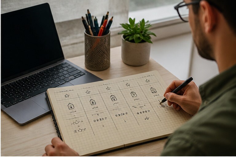 Laptop con confronto tra servizi gratuiti e note su registrazione e catalogo