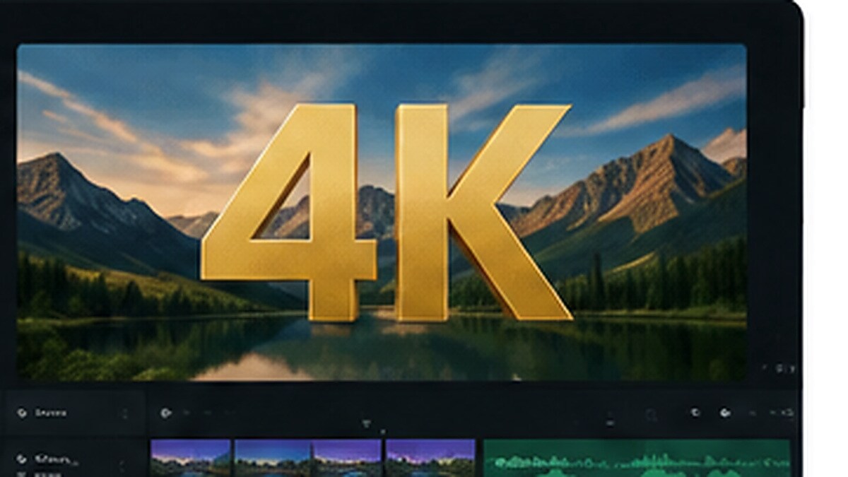 Montaggio video 4K con timeline e preview ad alta risoluzione