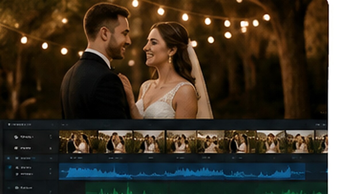 Montaggio video matrimonio con più camere, musica e color grading