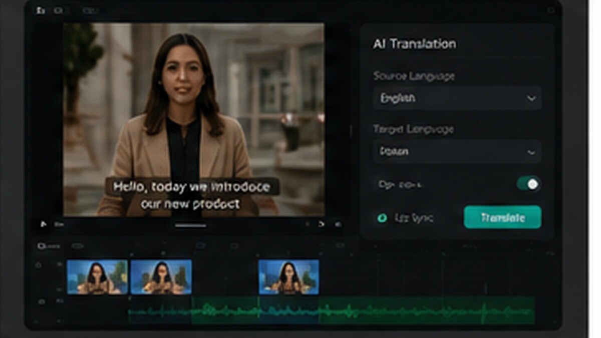 Editor video con AI translation, voice cloning e lip sync