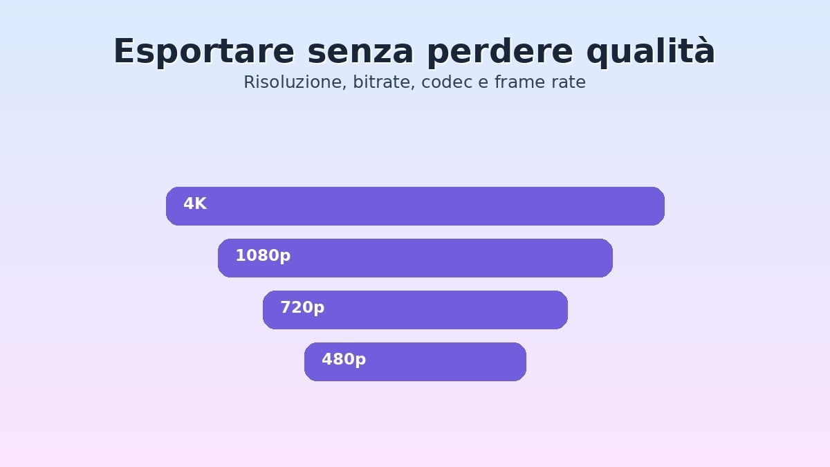 Schema delle risoluzioni video 480p 720p 1080p e 4K