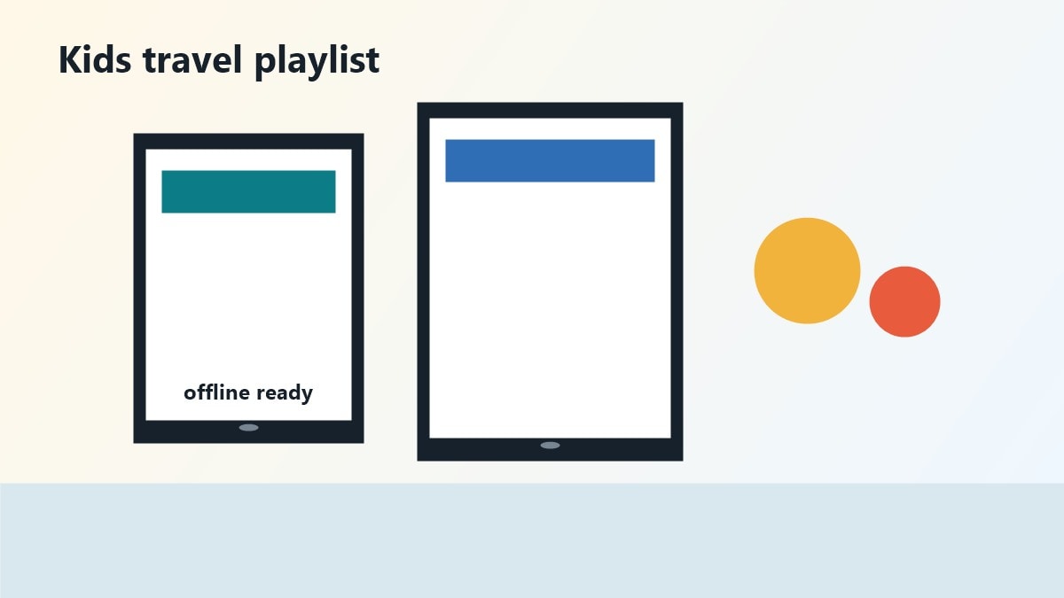 Tablet con playlist di film per bambini durante un viaggio