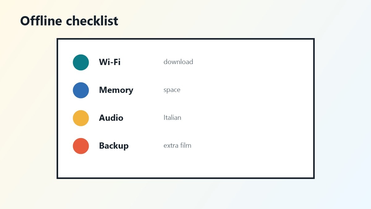 Checklist download offline film bambini prima di partire