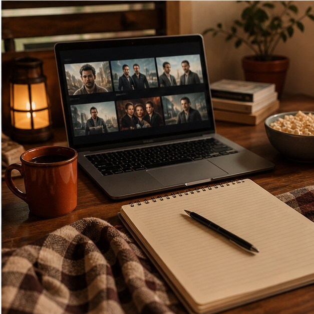 Editor che trasforma una lista di film italiani in un contenuto video per social