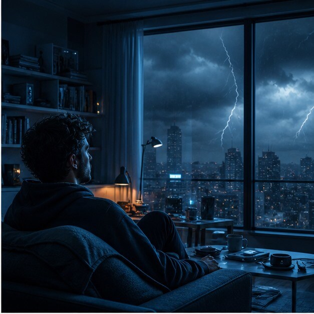 Telecomando, laptop e luce gelida in un soggiorno da maratona di disaster movie