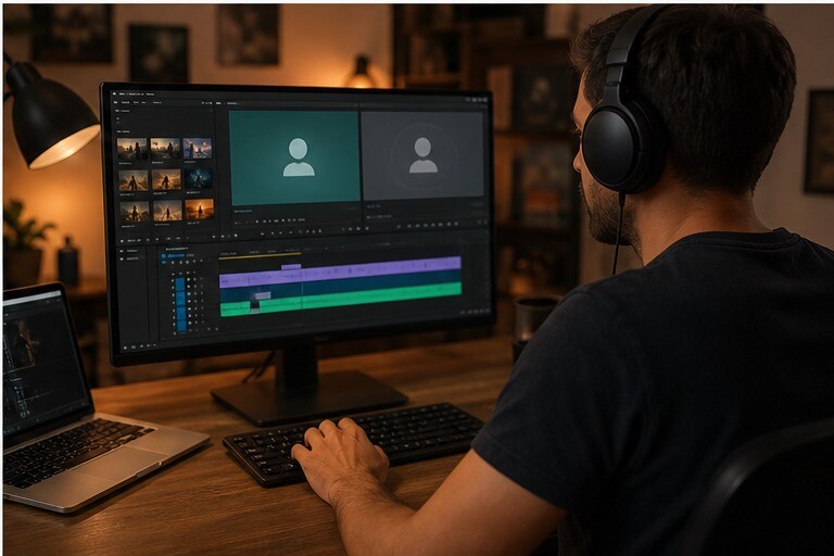 Creator che monta un confronto tra film gratis senza registrazione e servizi con account