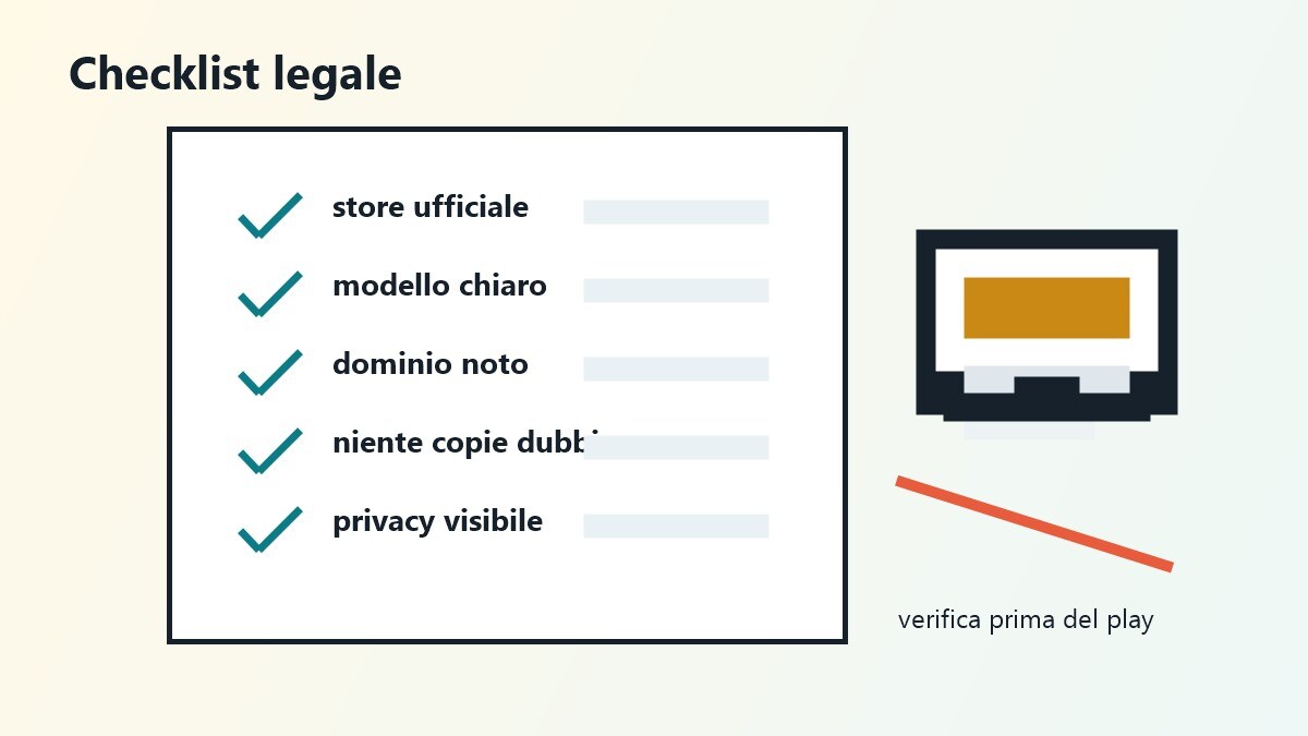 Checklist legale per app film gratis su Smart TV