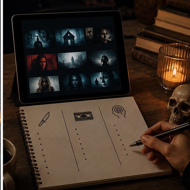 Watchlist horror con gialli italiani e classici coreani su tablet