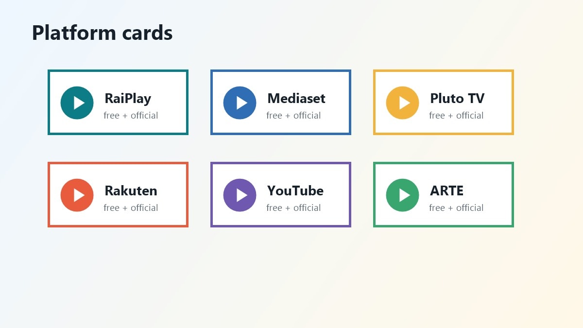 Card piattaforme ufficiali per film italiani gratuiti