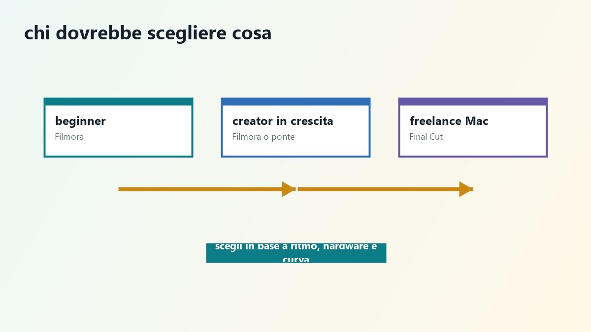 Storyboard video per confronto Filmora vs Final Cut Pro