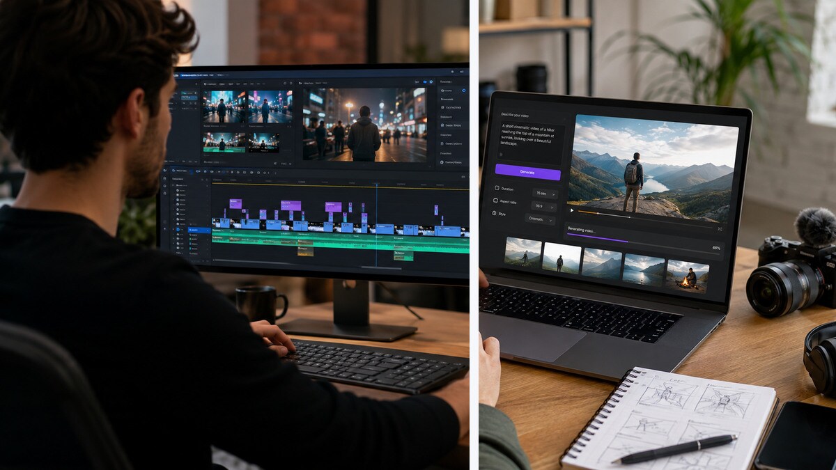 Confronto tra editor completo Filmora e workflow AI clipping