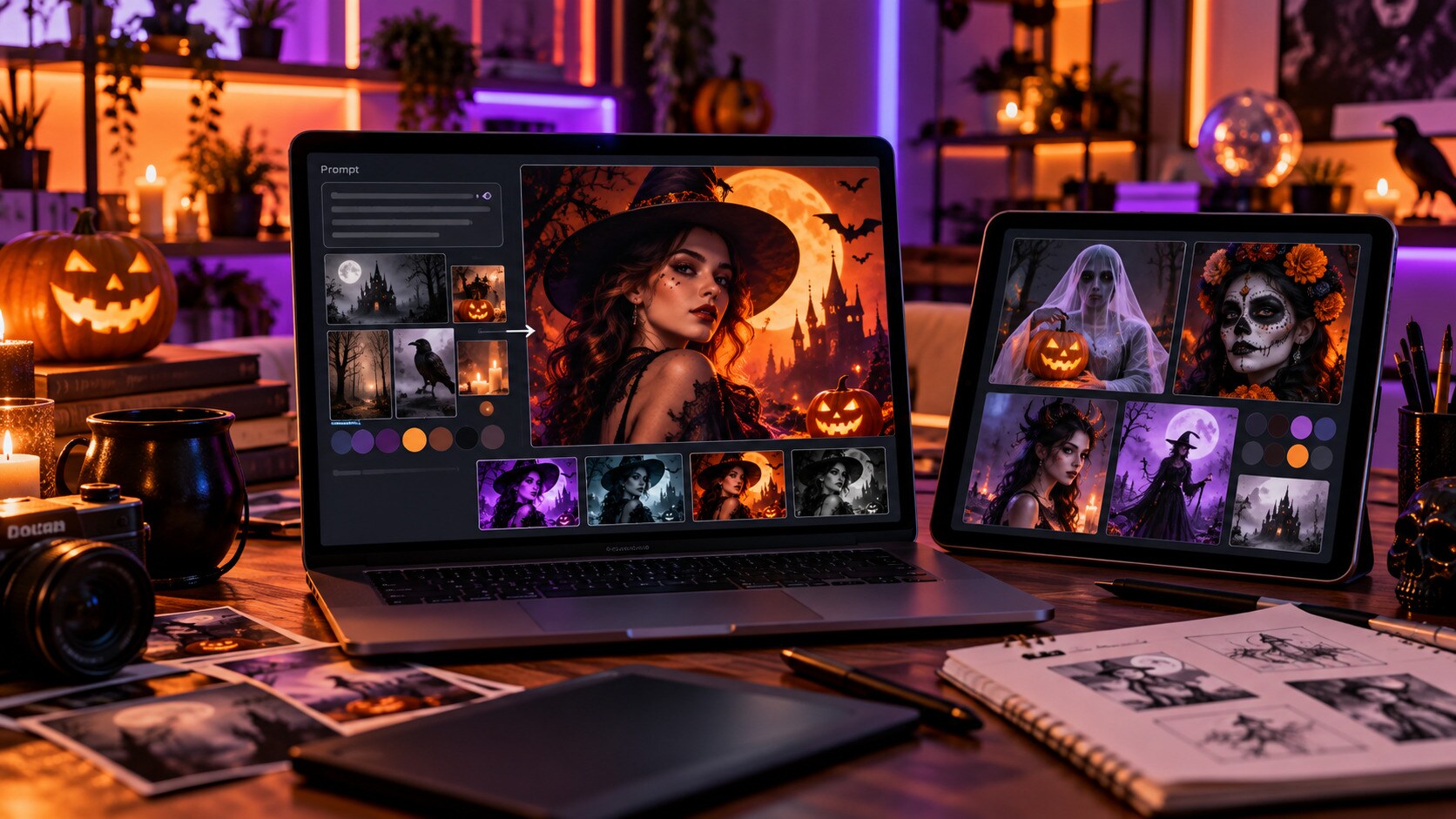 Creazione di una foto Halloween con intelligenza artificiale e prompt visivo