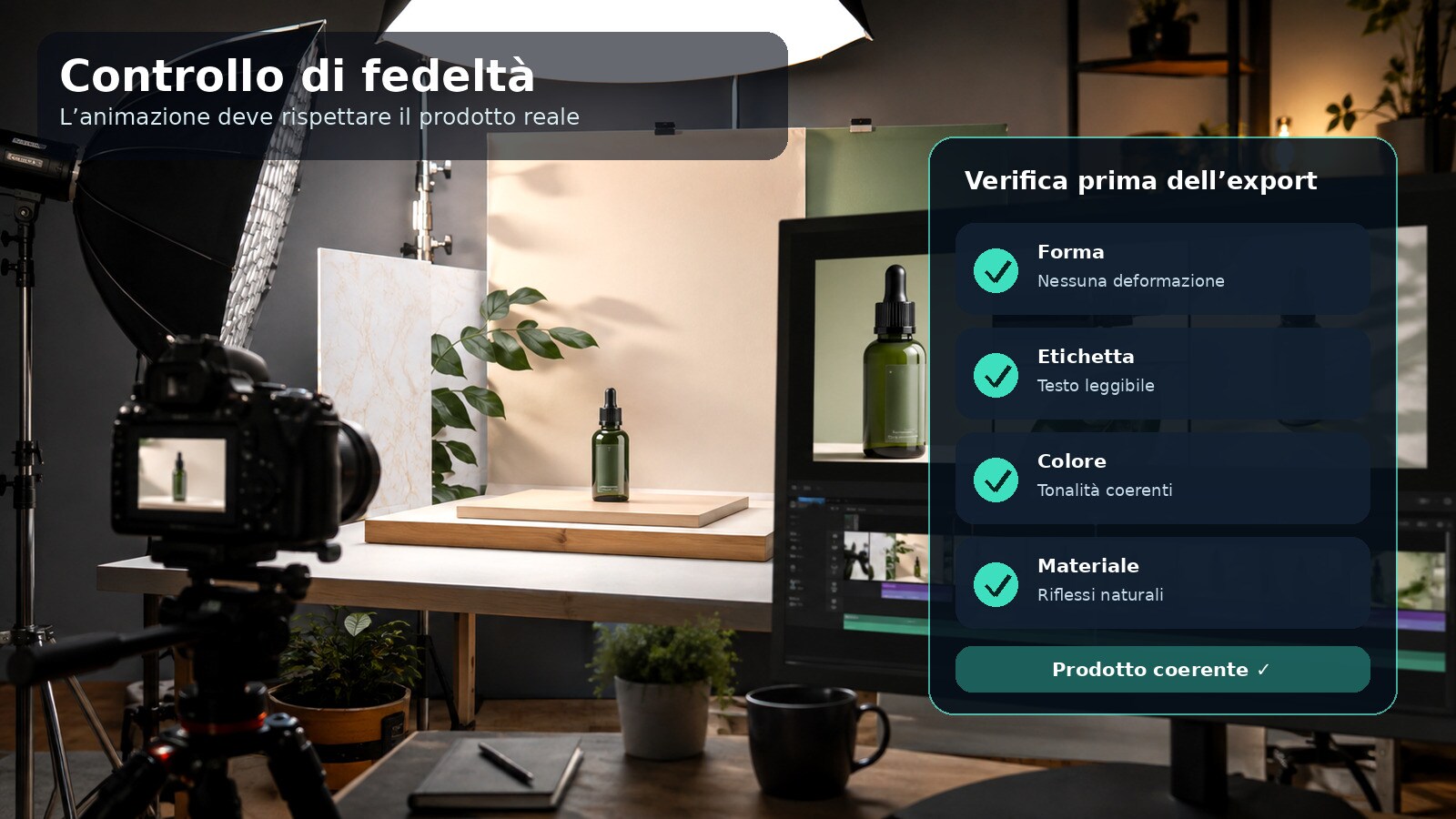 Controllo di fedelta prodotto dopo animazione AI da foto