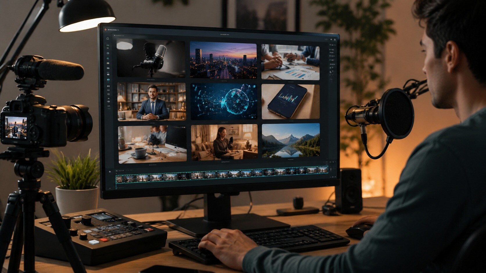 Schermata di selezione B-roll per un video YouTube con clip generate e montaggio