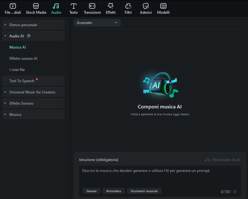 generare musica per video con AI