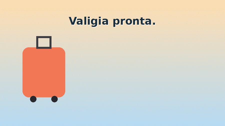 GIF animata di buone vacanze con valigia in movimento