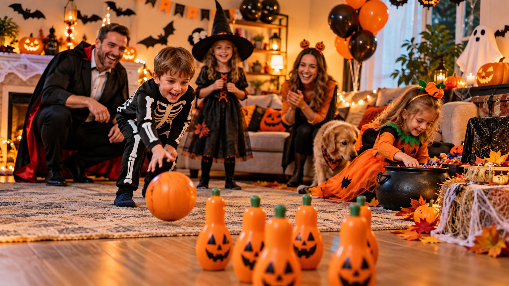 Festa in casa con giochi di Halloween per bambini e adulti