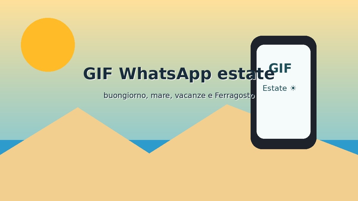 Smartphone con GIF estiva, sole e mare