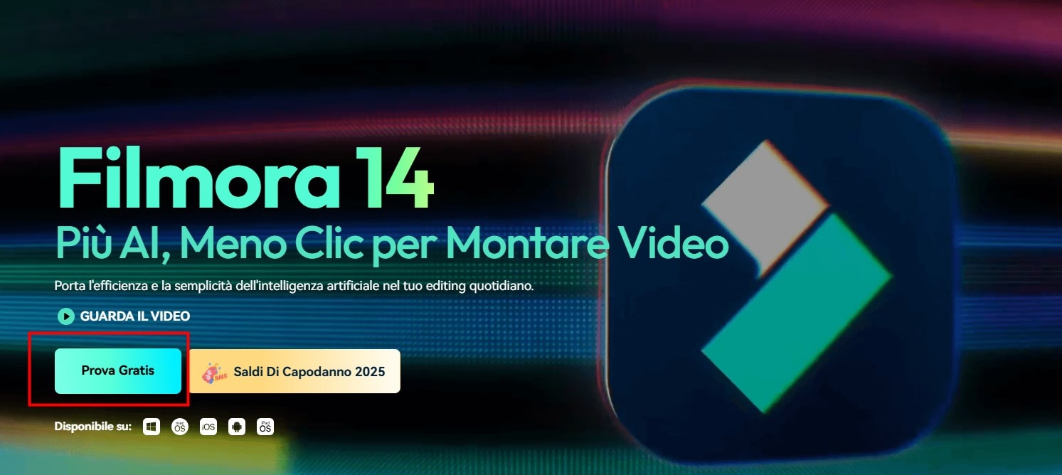 sito web ufficiale di Wondershare Filmora