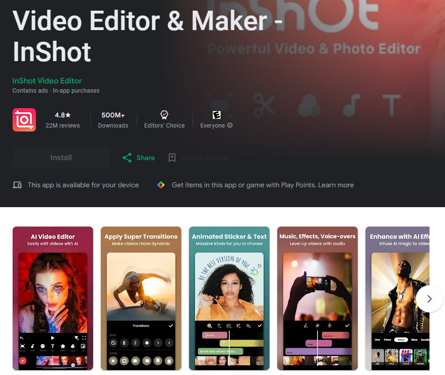 inshot video editor per android e ios