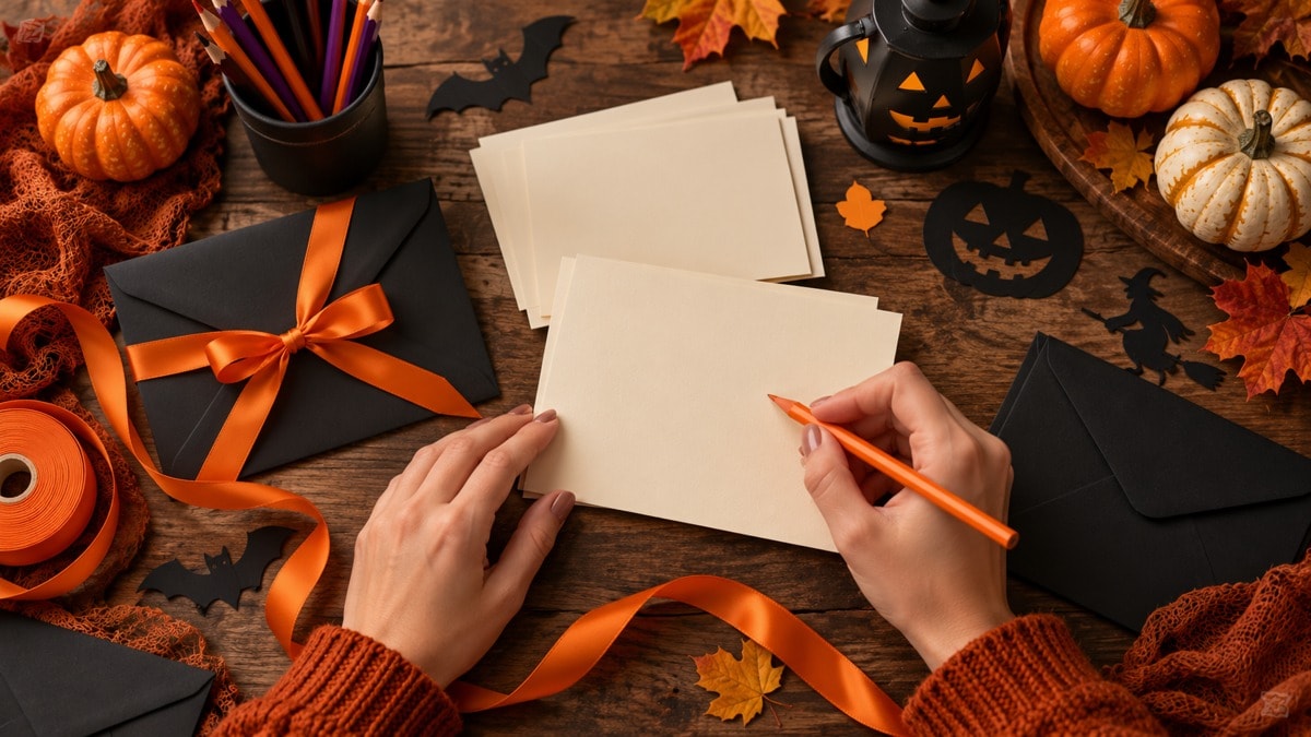 Biglietti e buste per preparare inviti di Halloween personalizzati