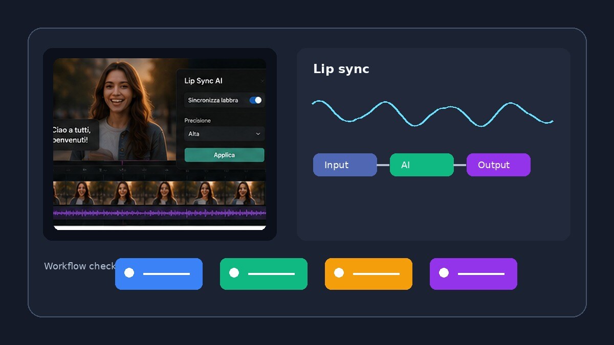 Controllo del lip sync AI su video multilingua