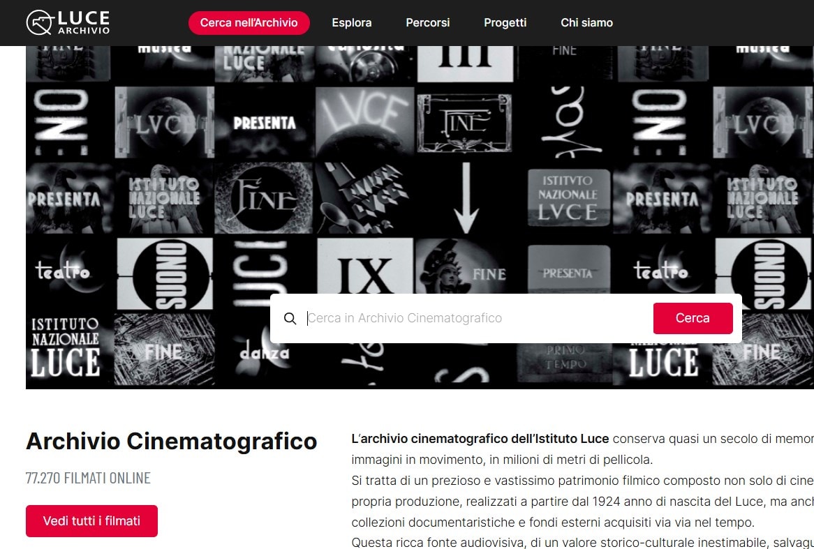 luce archivio per guardare film
