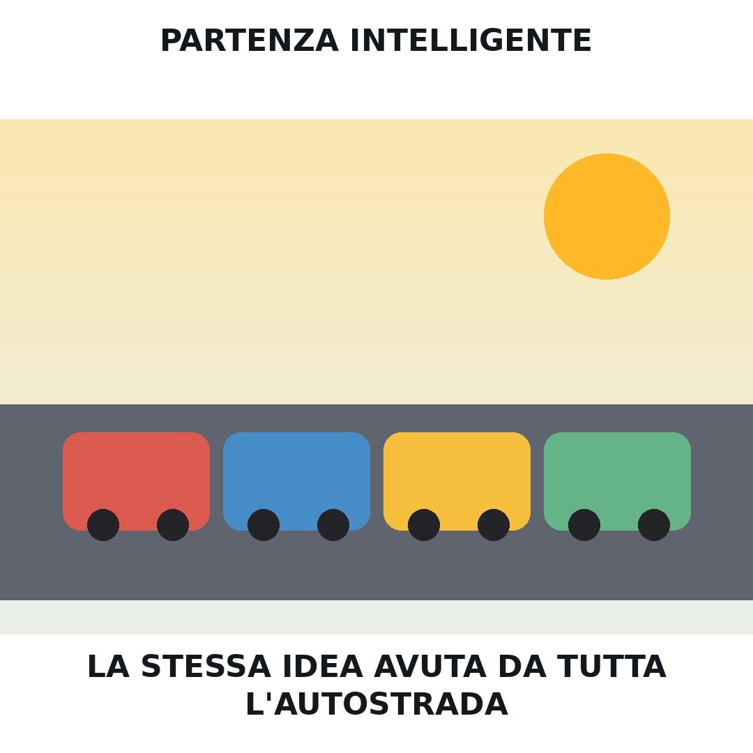 Meme sulla partenza intelligente e sul traffico estivo