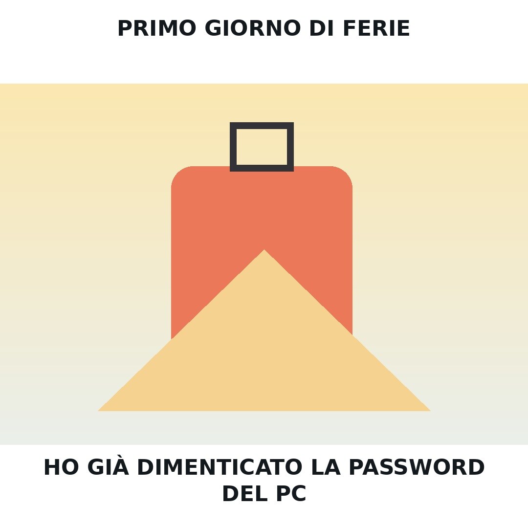Meme sul primo giorno di ferie e sulla password dimenticata