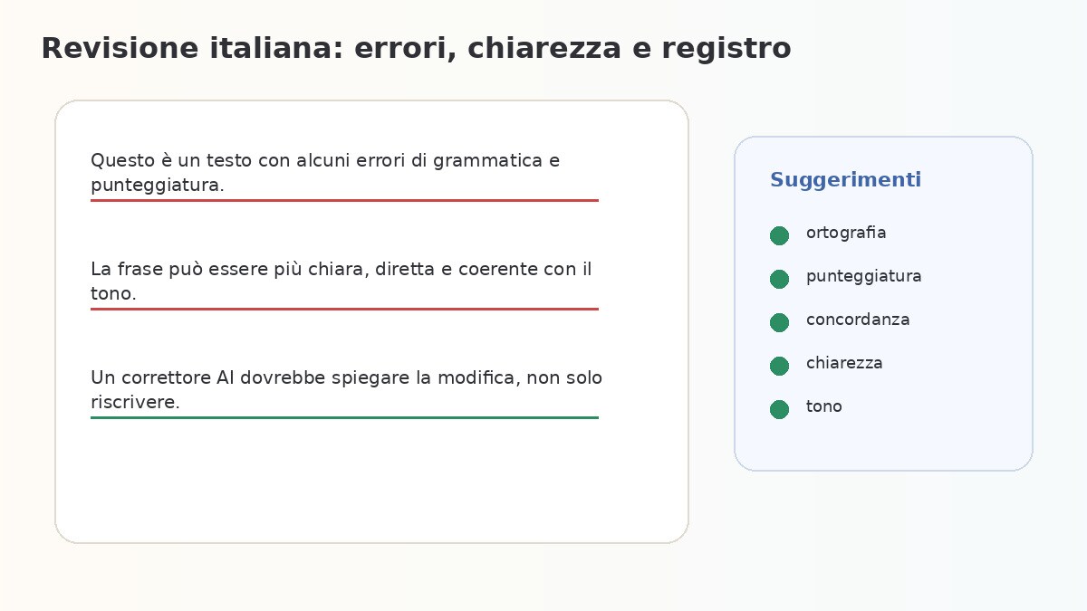 Correzione di grammatica, punteggiatura e stile in italiano